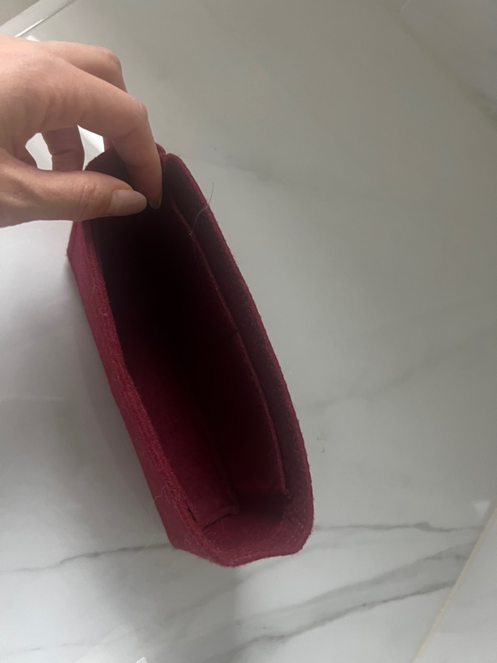 Burgundy Felt Organizer Pouch for small Chanel classic flap